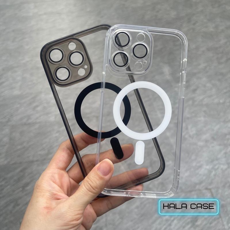 Ốp trong 2 màu trắng và đen, lưng cứng viền dẻo, có hỗ trợ magsafe, lens camera (lens camera có thể tháo ra) cho iphone 11 đến iphone 16 pro max Phụ Kiện Ốp Lưng Iphone