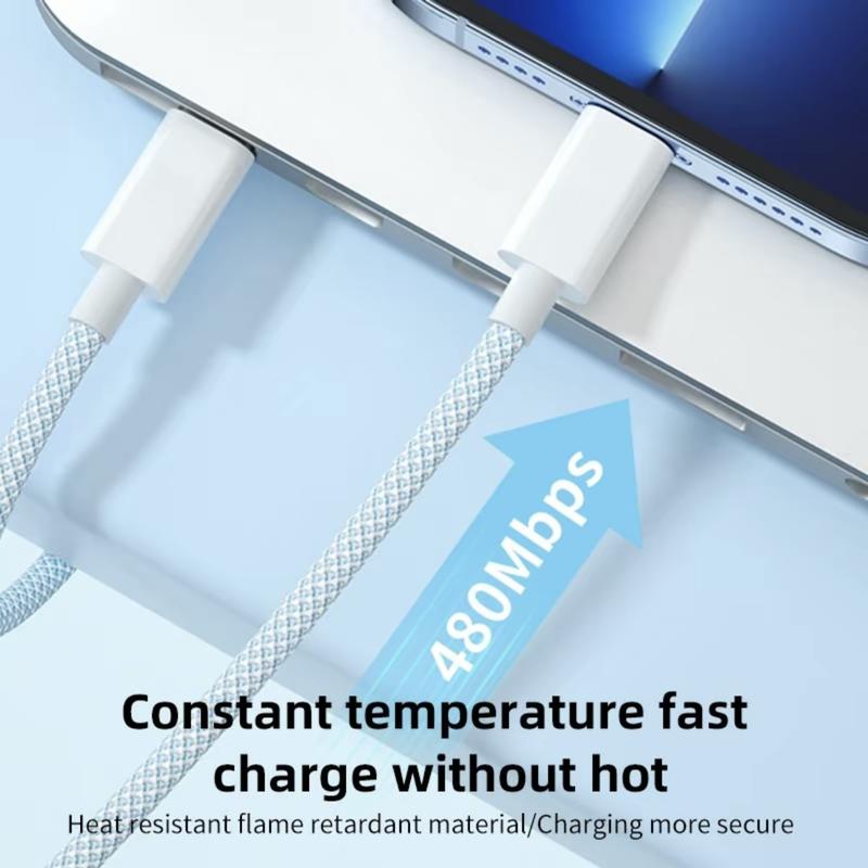 Product Introduction of Cáp iPhone, PD 20W, Type-C sang Type-C, Sạc nhanh, Dây dù, Tương thích với iPhone 15 và 16 Pro Max 3