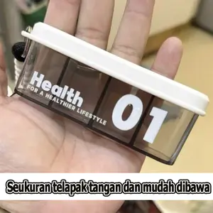 Kotak obat portabel 4-kotak dengan kotak penyimpanan kompartemen satu minggu, tertutup rapat, tahan debu, tahan lembab, tahan air, antibakteri dan tahan jamur, bahan aman food grade, penting untuk perjalanan rumah