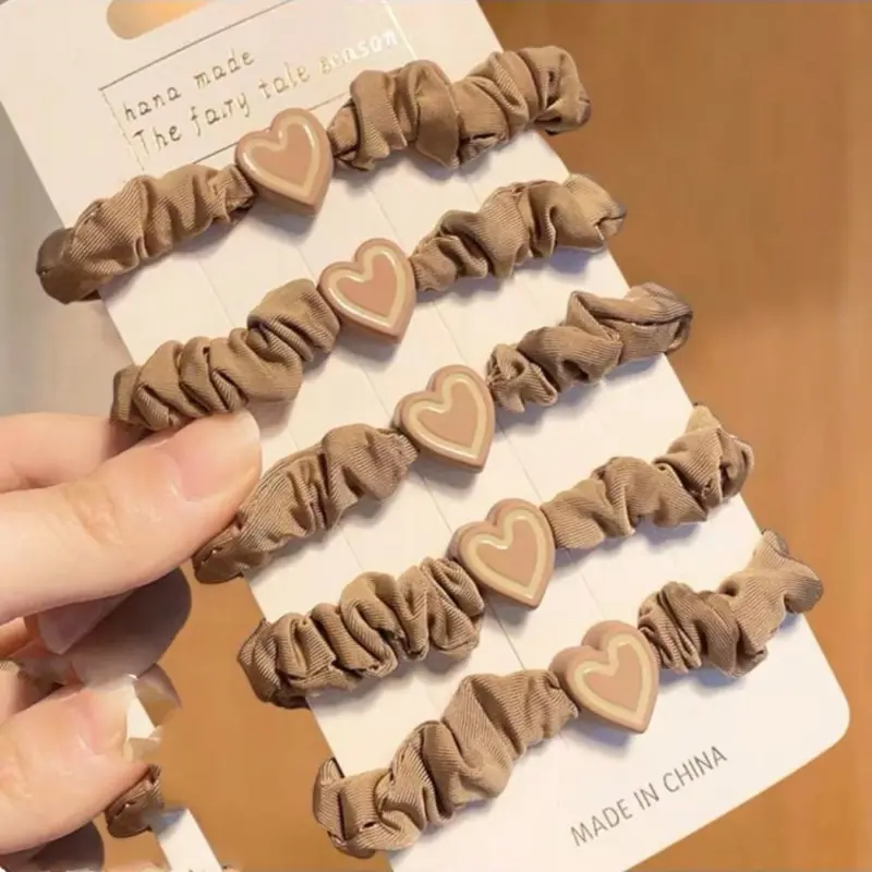 Scrunchie Tóc, Hình Trái Tim Tiện Lợi, Chất Liệu vải nỉ Nhiều Màu, Dây Buộc Tóc Đàn Hồi Cao, Độ Đàn Hồi Cao, Dây Buộc Tóc Mini, Thích Hợp Cho Phụ Nữ 5