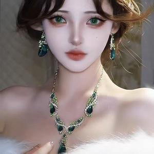 Vòng Cổ Tay Ngọc Lục Bảo Hình Giọt Nước, Phong Cách Hoàng Gia, Hoa Tai Sang Trọng Cao Cấp, Phụ Kiện Trang Sức Thời Trang, Thích Hợp Cho Tiệc Tối