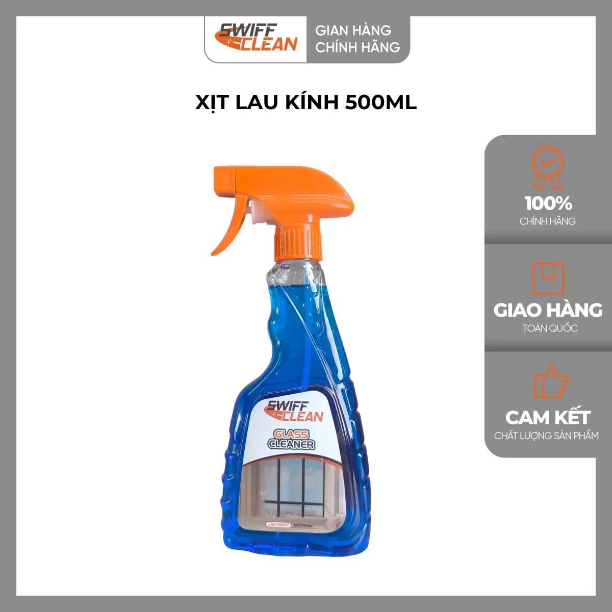 SWIFFCLEAN Xịt Lau Kính Siêu Sạch Powerful Oil Stain Cleaner Xóa Mọi Vết Bẩn Không Để Lại Vệt, Chống Bám Bụi Công Nghệ ION 500ml