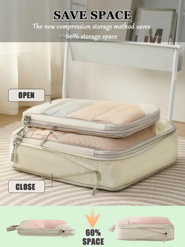 Product Introduction of Ready stock 5 in 1 set compression travel organizer bag set luggage expansion bag packing cubes suitcase storage pouch travel clothes storage bag 19