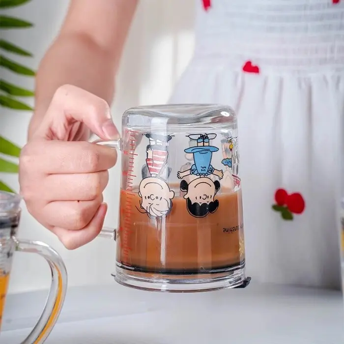 Gelas Kaca / Gelas Minum Kaca Karakter / Gelas Kaca & Gagang Silikon / Minuman 400ml 6