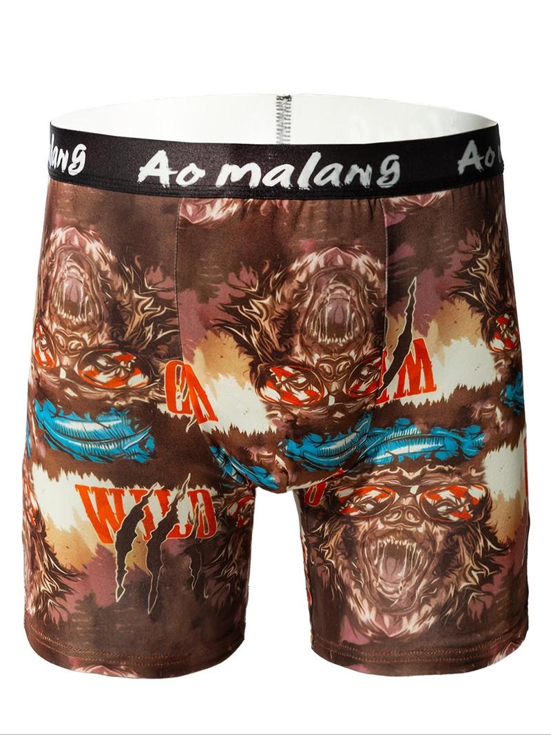 Product Introduction of Random Print Men's Boxer Brief, Casual Comfy Breathable Underwear for Daily Wear, Men's Underwear for All Seasons 4