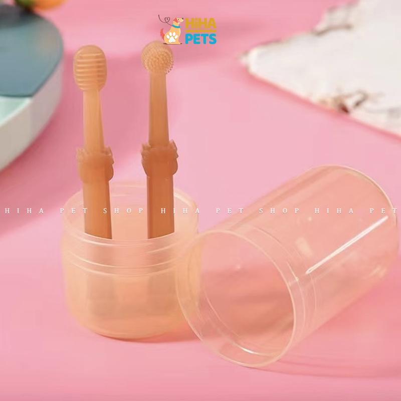 Bàn Chải Đánh Răng Cho Chó Mèo Bàn Chải Đánh Răng Thú Cưng Chất Liệu Silicon Thực Phẩm Loại Cực Kỳ Tốt Có Hộp Như Hình.