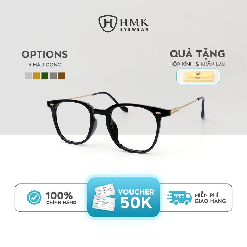 Gọng Kính Kim Loại Phối Nhựa HMK Eyewear Nam Nữ Dáng Vuông Thời Trang - KLN85073
