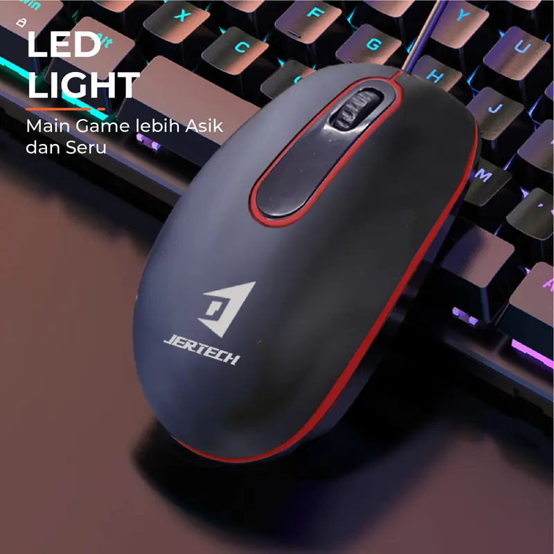 JERTECH Paket Bundle Mouse Gaming M500 Plus Mousepad Computer MP32 Lampu LED RGB Kabel Optical Button 2