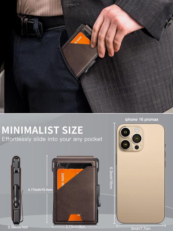 Men's Minimalist Bifold Wallet with Money Clip, 2025 New Style Slim Pu Leather Slots, Credit Card Holder & Rfid Blocking Dainty Gift for Your Love 5