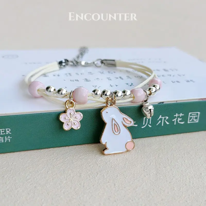 Vòng Tay Thỏ Hoạt Hình, Đơn Giản Và Dễ Thương, Dành Cho Học Sinh Nữ Và Trẻ Em, Quà Tặng Bạn Thân, Đồ Trang Sức Hoang Dã Hàng Mới Về