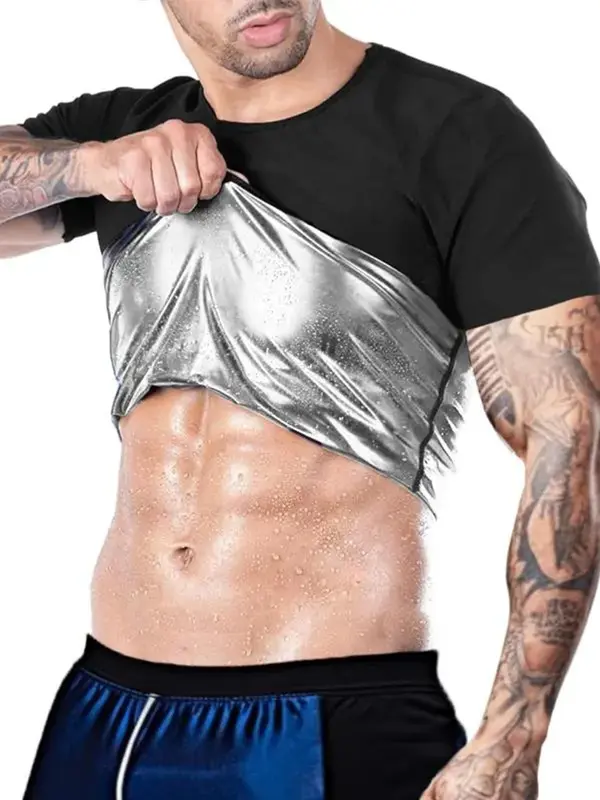 Men's Round Neck Shapewear Top, Plain Comfortable Crew Neck Short Sleeve Shaper, Men's Underwear & Sleepwear for Daily Wear 0