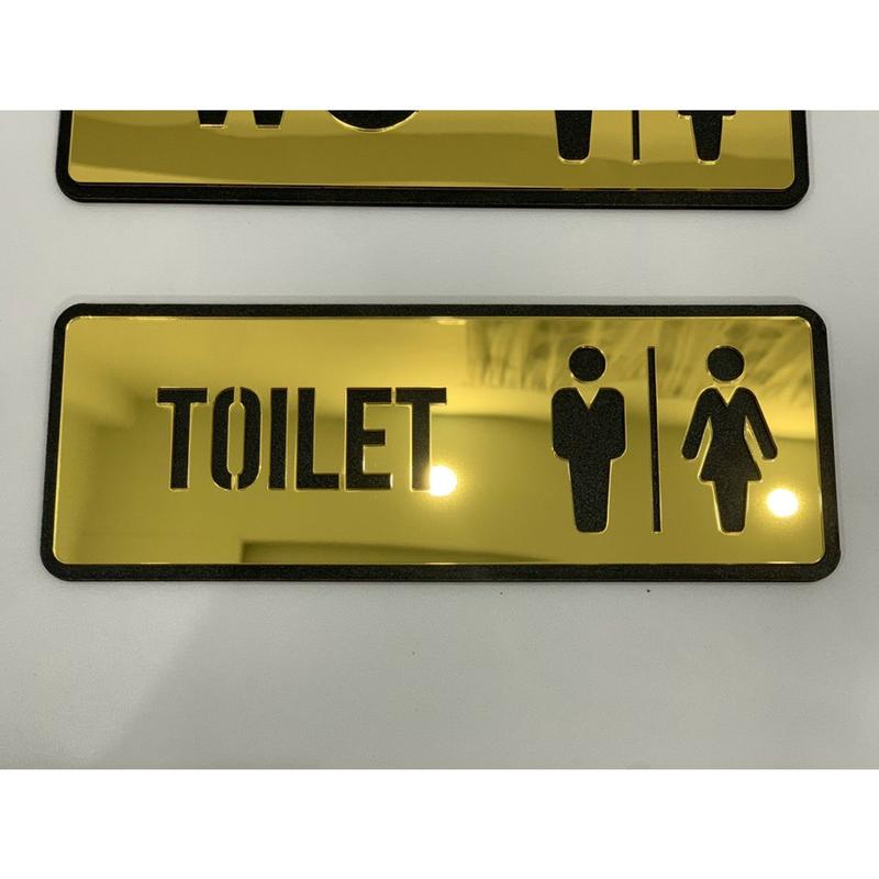 Mẫu bảng toilet WC Gương Vàng dán cửa nhà vệ sinh 25x9cm - sang trọng, đẳng cấp 6