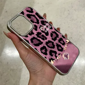 Clear Case Cetakan Macan Tutul Merah Muda UNTUK iPhone X Xs XsMax Xr 11 12 13 14 15 16 17 Pro Max  Plus ProMax 7/8 PLUS XMAX XR/XS