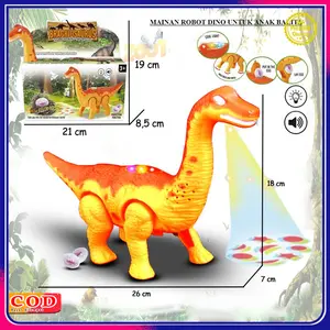 Mainan Edukatif Robot Dinosaurus Anak Usia dini Hewan Dino Bertelur Berjalan Dengan Musik dan Lampu dan Proyektor Karet Aman dan SNI