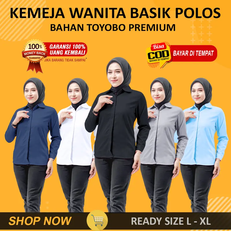 KEMEJA WANITA LENGAN PANJANG/KEMEJA POLOS WANITA/KEMEJA CEWEK/KEMEJA SLIMFIT CEWEK BAHAN ADEM 0