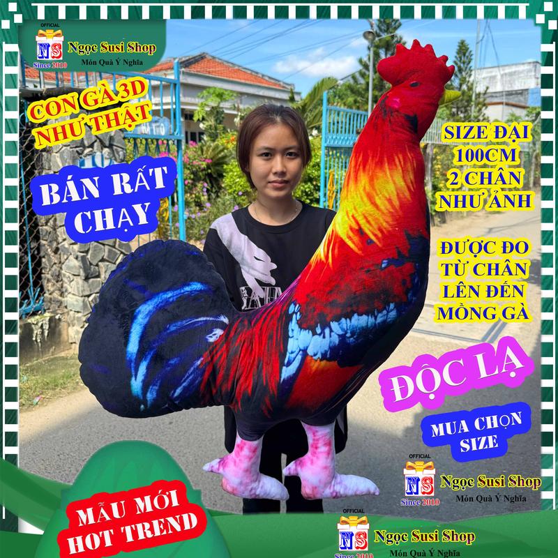   NHƯ THẬT  Thú Bông CON GÀ Trống 3D Khổng Lồ Như Thật Siêu Đẹp - Gấu Bông Thú Nhồi Bông Làm Quà Tặng SIêu Hot Đồ Chơi Doll ToyP hát Nhạc Ngọc Susi 