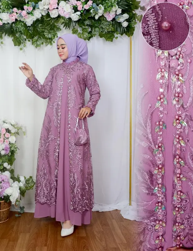 Gamis Gina Dress Outer Lepas Pasang Free Hijab - Gamis Pesta 8