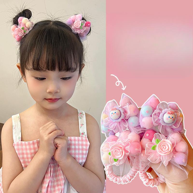 Bộ Dây Buộc Tóc Nơ Ren Hoạt Hình, Dành Cho Bé Gái Ngọt Ngào, Dây Buộc Tóc Đuôi Ngựa Trẻ Em, Dây Cao Su 8