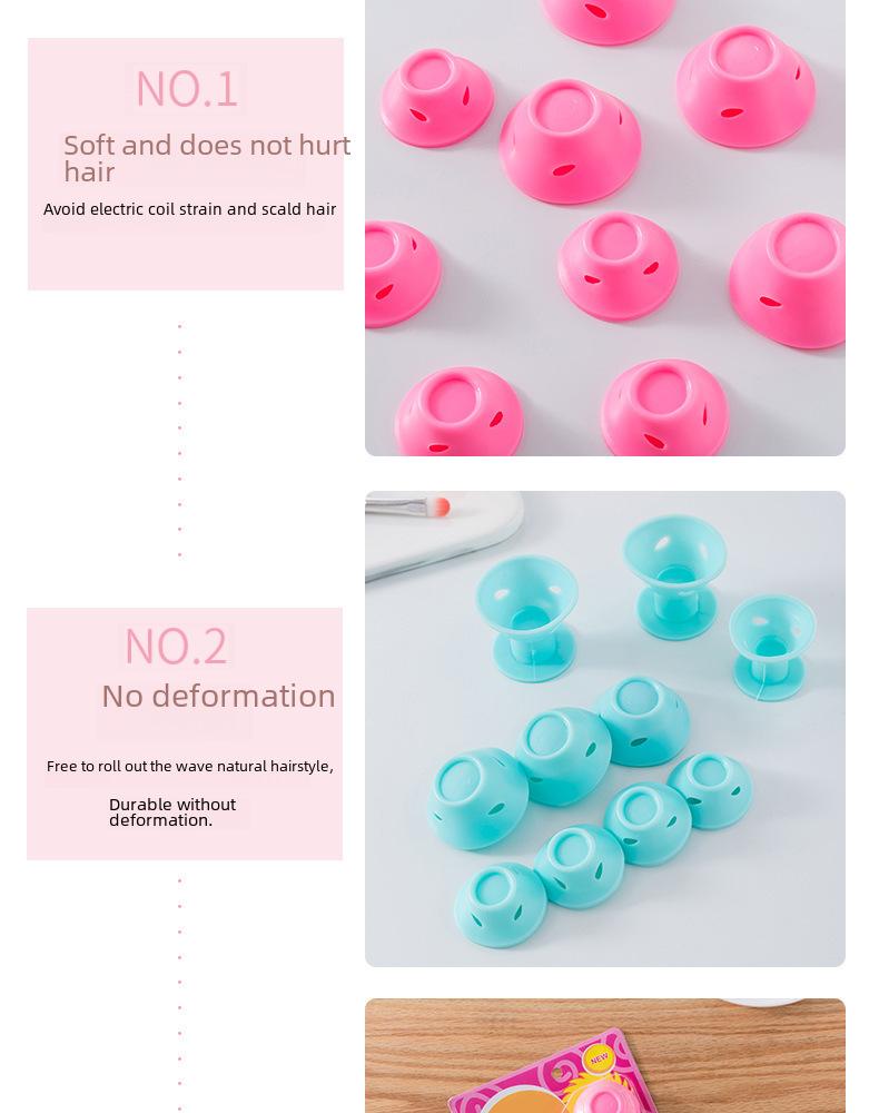 Product Introduction of Factory Direct Sales Mushroom Hair Curler Bell Hair Curler Hair Roller Silicone Hair Curler Eight-Character Bangs Roller Haircare Heatless 10