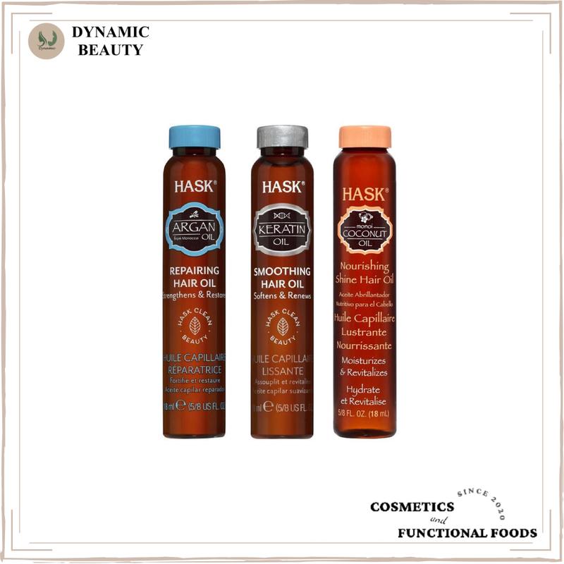 Dầu dưỡng tóc Hask giúp phục hồi tóc, làm bóng tóc hask argan oil, keratin oil, coconut oil 18ml