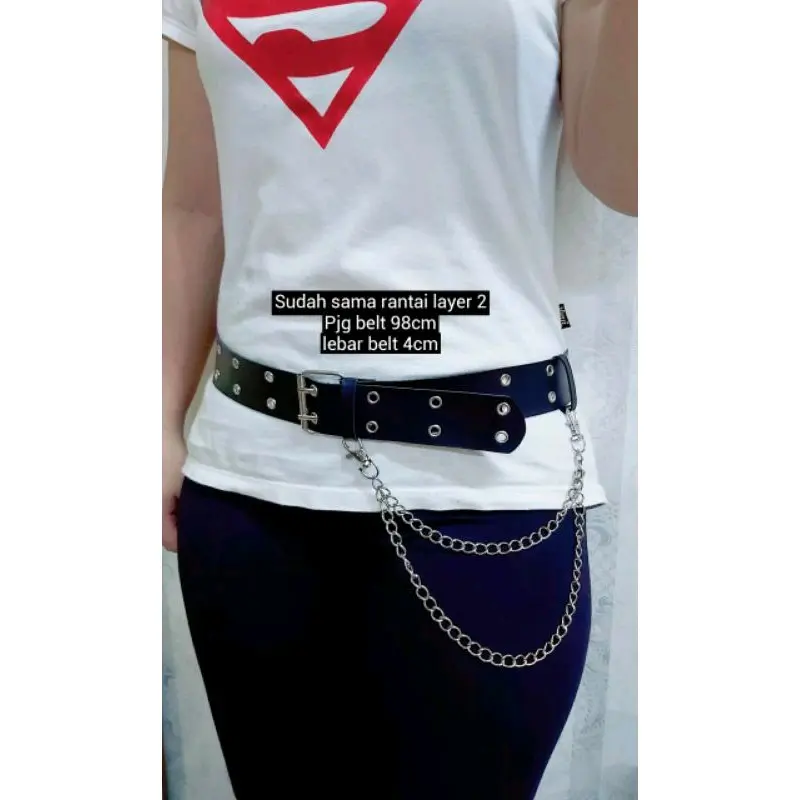 Belt eyelets strady free rantai tali pinggang wanita fashion kulit  round buckle Aksesoris Laki-laki Perempuan 5