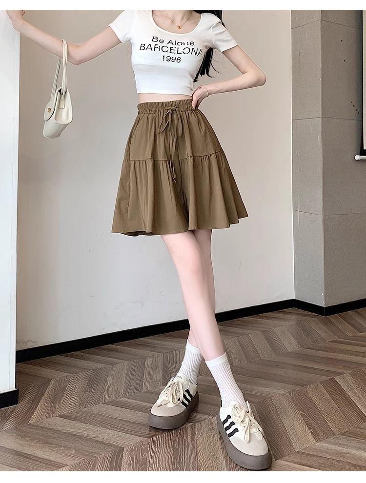 Product Introduction of [2380 People Collection] Idle Style Ice Silk Quick-Drying Wide Leg Culottes Shorts Women's Summer Thin plus Size Casual Shorts Pantskirt 23