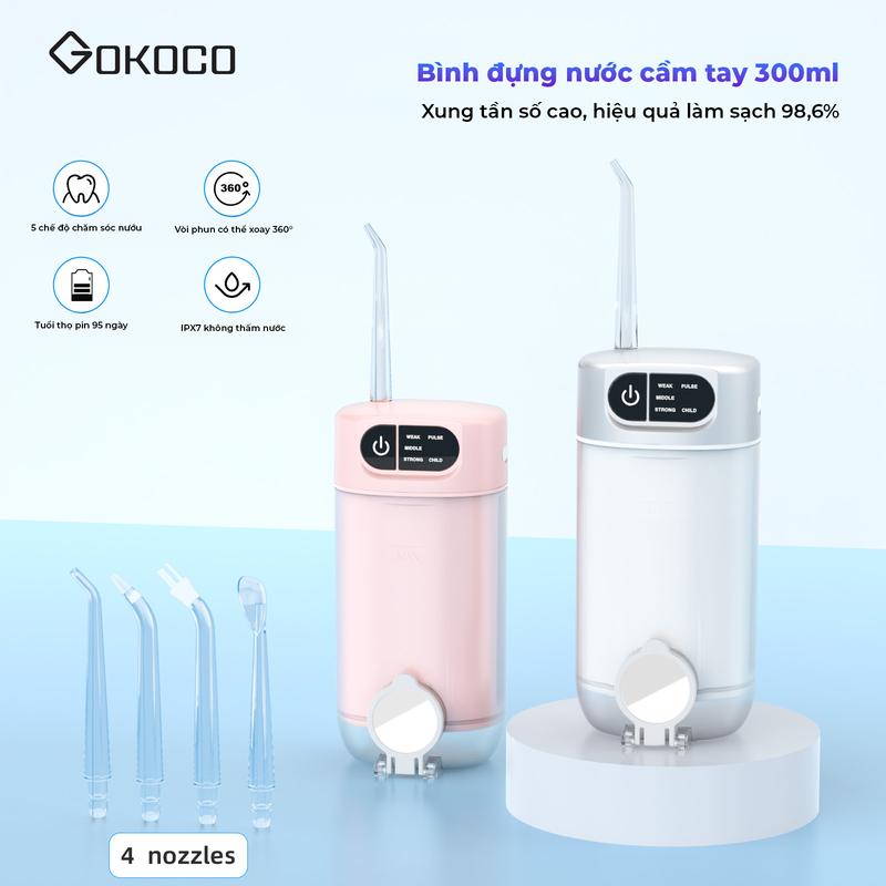 [GOKOCO] CkeyiN Máy tăm nước 3 chế độ có thể sạc lại tiện lợi chuyên dụng chăm sóc răng miệng