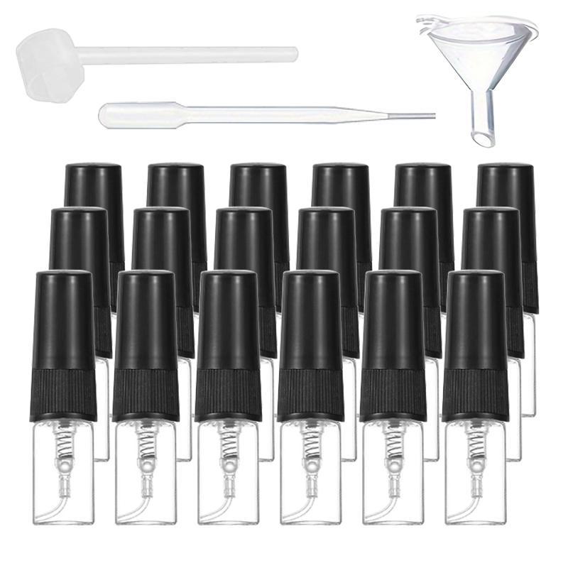 Portable Perfume Bottle Set, 21pcs/set Including 18pcs 2ml Empty Perfume Spray Bottle and 3 Accessories, Refillable Perfume Atomizer Bottle, Travel Sprayer Bottle, Perfume Dispenser, Skin Care Tools 0