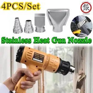 4pcs/Set Stainless Heat Nozel Kit Elektrik Heat Air/ Gun Nozzle/ Hot Air Heat Gun Blower Nozzle/ Stainless Air Blow Gun Nozzle Tip / Universal Hot Air Gun Accessories /DIY Hot Air Gun Accessories Tools