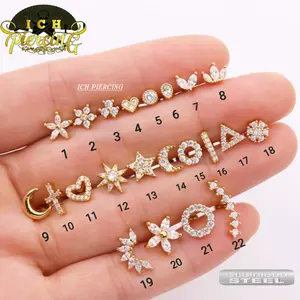 ICH 1pcs Anting Earlobe Standard Helix Tragus / Anting Titanium Earlobe Aksesoris Elegan Stainless