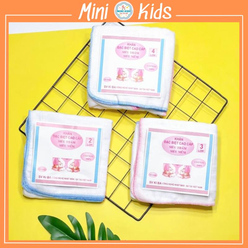 [ SALE ] 1 Set 10 Khăn Sữa Kiba 2 Lớp, 3 Lớp, 4 Lớp Cho Bé Khăn Tắm