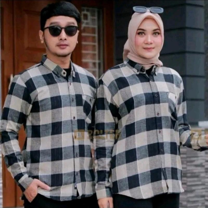 kemeja couple an flanel panjang pria wanita isi 2 kemeja baju Pasangan Santai 2