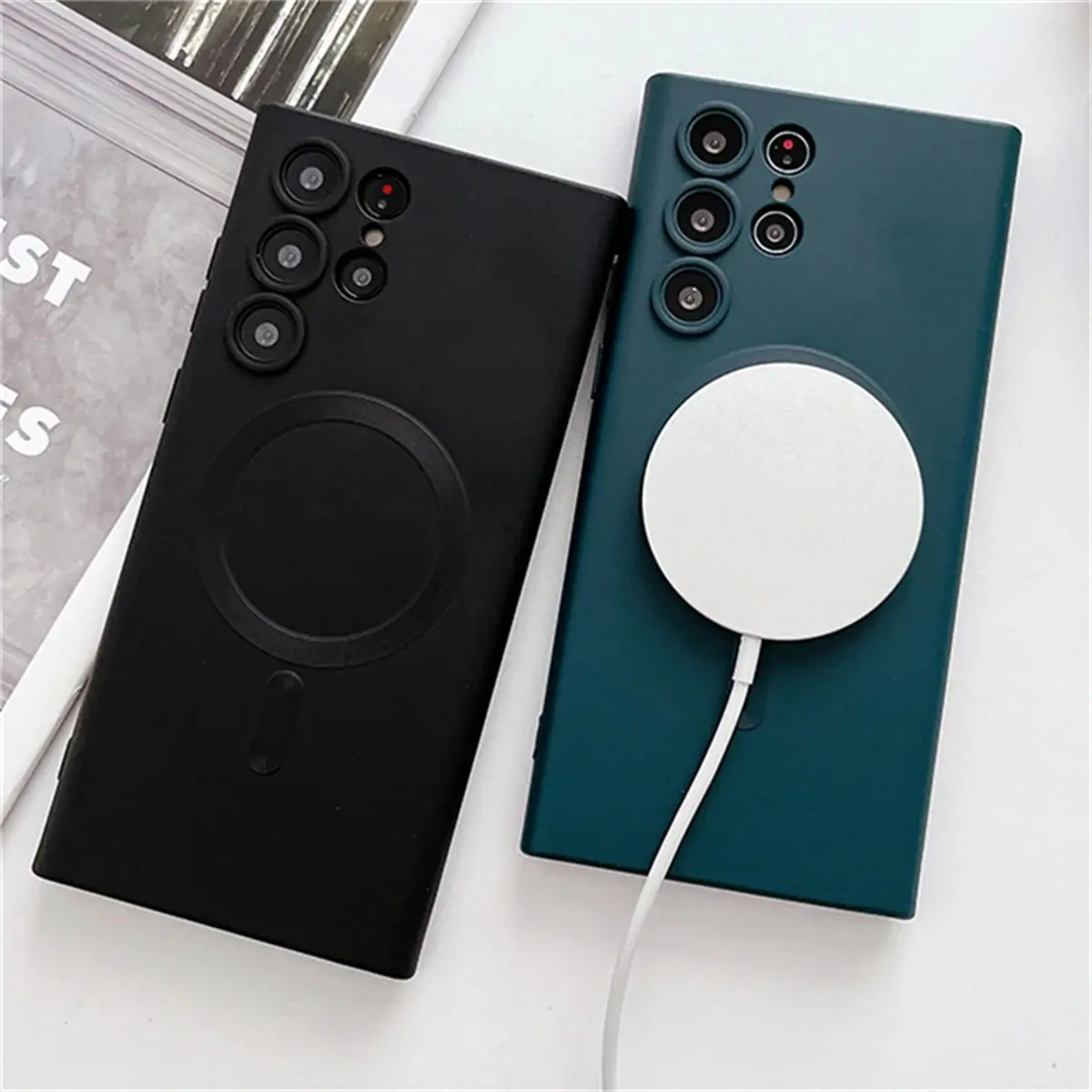 เคสโทรศัพท์แบบชาร์จไร้สายแบบแม่เหล็ก Magsafe, หรูหรา, สำหรับ Samsung Galaxy Note 10, Note 20 Ultra, Note10Plus, ปก