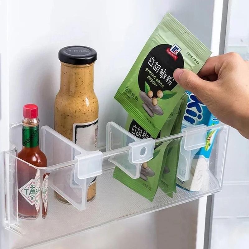 1Pcs/1Set New Fridge Side Door Refrigerator Partition Board Kitchen Accessories Separating Storage Shelf Bottle Can Organizer Plastic Divider Clip 4