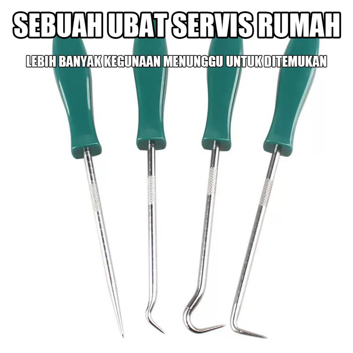 4PCS Set Alat Kait Presisi, Tool Kit Bengkel Multifungsi untuk Bongkar Seal Ring, Crank Spacer, O-Ring Puller, Karet Gasket Remover - Perangkat Servis Mobil, Motor, Sepeda & Suku Cadang Mekanik