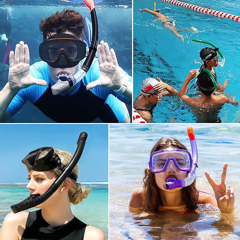 Product Introduction of Profissional Scuba Snorkel Tube Portable Dry Snorkel Wet Scuba Diving Equipment For Pool Swimming Diving Snorkeling Easy-Breath 14