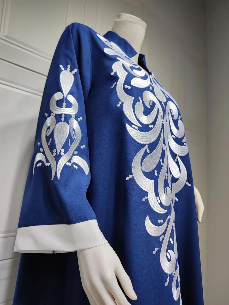 Product Introduction of Robe Muslim Abaya Dubai Embroidered Kebaya Dress Long Sleeve Gowns Moroccan Kaftan Islam Oman Qatar Ladies Dresses 26