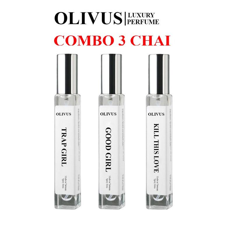 Combo 3 chai Tinh dầu nước hoa nữ cao cấp OLIVUS , Hương thơm nước hoa nữ nhẹ nhàng, thanh lịch Cosmetic Xịt Thơm Perfume Women