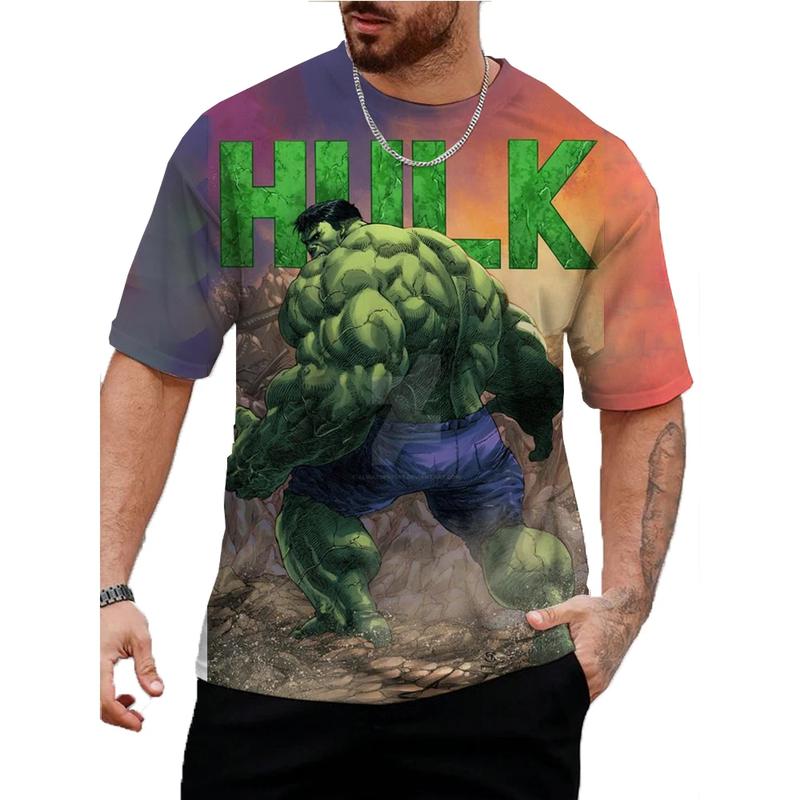 Product Introduction of Fashion Men's T-shirt 3D Hulk Pattern Printing Tee Street Casual  Short Sleeves Round Neck Harajuku Cool Tops 27