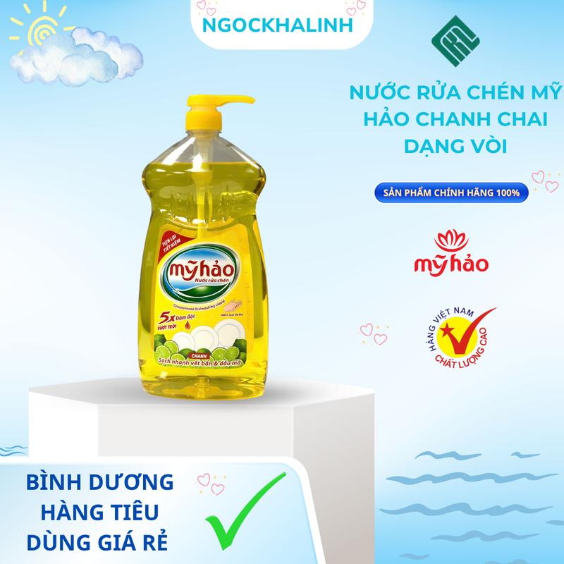 Nước rửa chén Mỹ Hảo 5X chanh chai 1.5kg vòi
