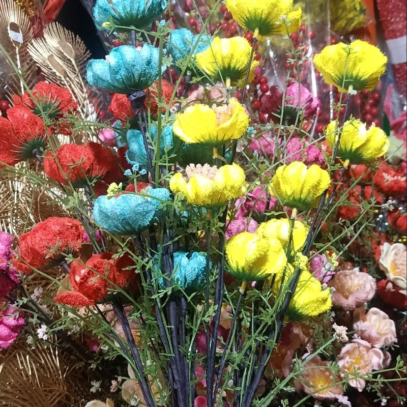 10 cành hoa trà gạo cổ, dài 60 cm, mỗi cảnh 5 bông, bị xốp, dùng để trang trí nhà cửa ,cắm lọ Nhiều màu sắc Đồ trang trí 1