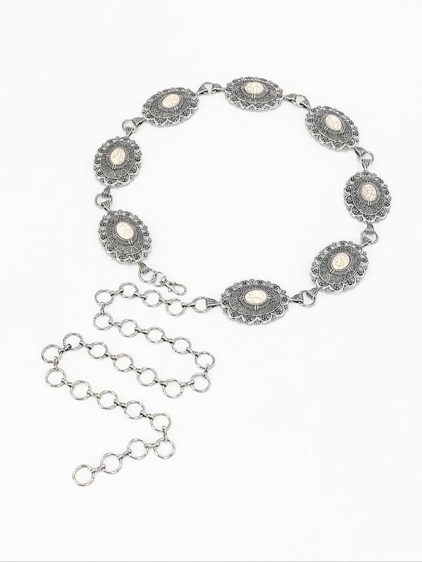 Women's Baroque Style Chain Belt with Geometric Decoration, Casual Trendy Waist Belt, Fashion Accessories for Clothes Decoration for Dress 2