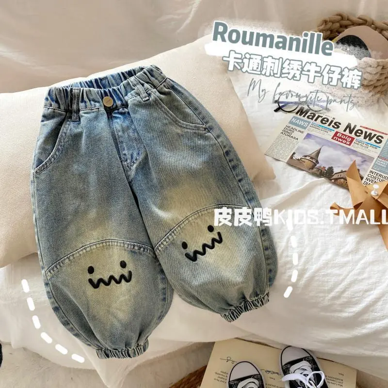 Quần Jean Trẻ Em, Quần Cho Em Bé Phong Cách Hàn Quốc, Quần Jogger Thường Ngày Cho Bé Trai, Thời Trang, Thích Hợp Cho Mùa Xuân Và Mùa Thu, Hàng Mới Về Năm 2024