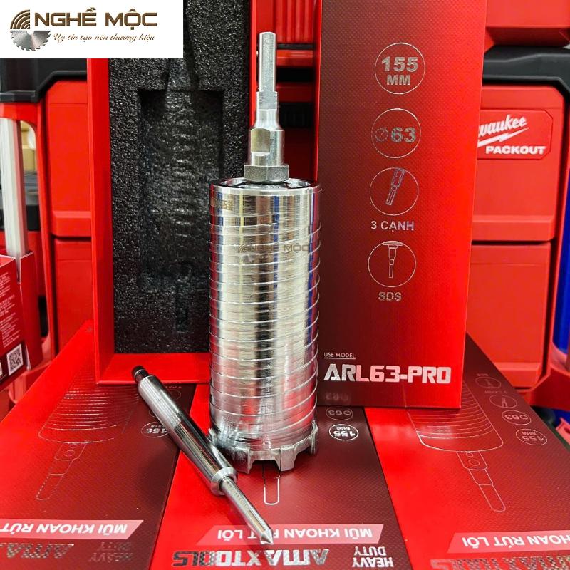 Mũi rút lõi Amaxtools phi 63mm,mũi rút lõi tường bê tông cho máy khoan đầu kẹp