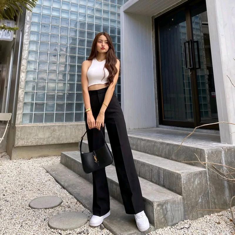 loosepants trousers basic - celana kerja wanita - kulot Highwaist Panjang 1