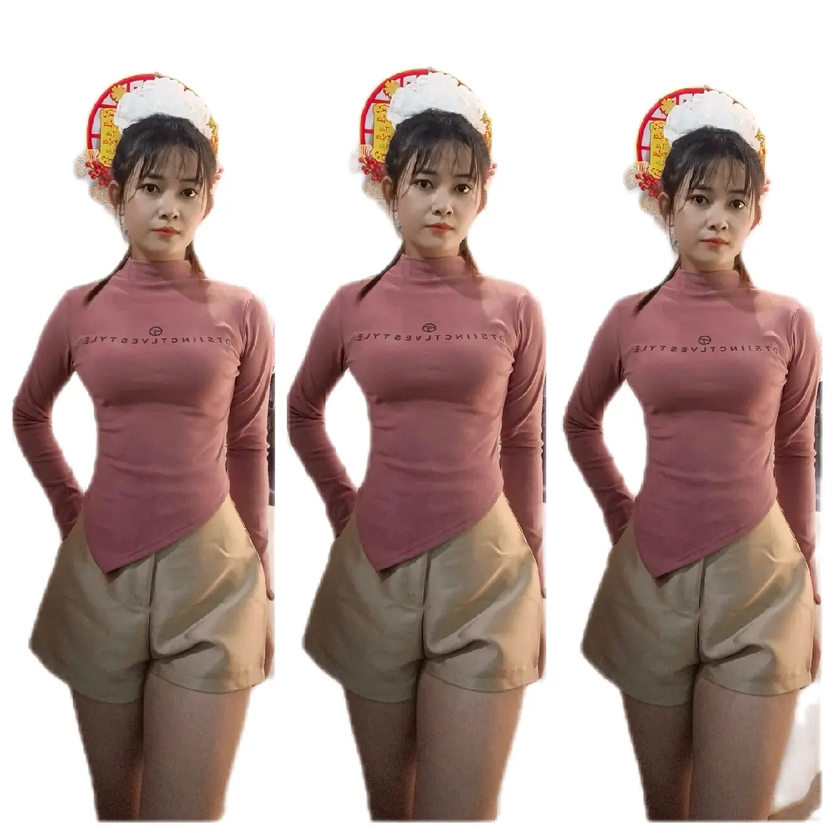 áo cổ lọ zip lông  tay dài Top Nữ