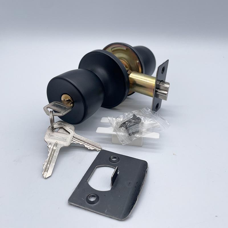Door Knob with Lock & Key, Round Ball Lock Interior/Exterior Door Knob, Entry Door Handle, Door Hardware for Bedroom Or Bathroom 8