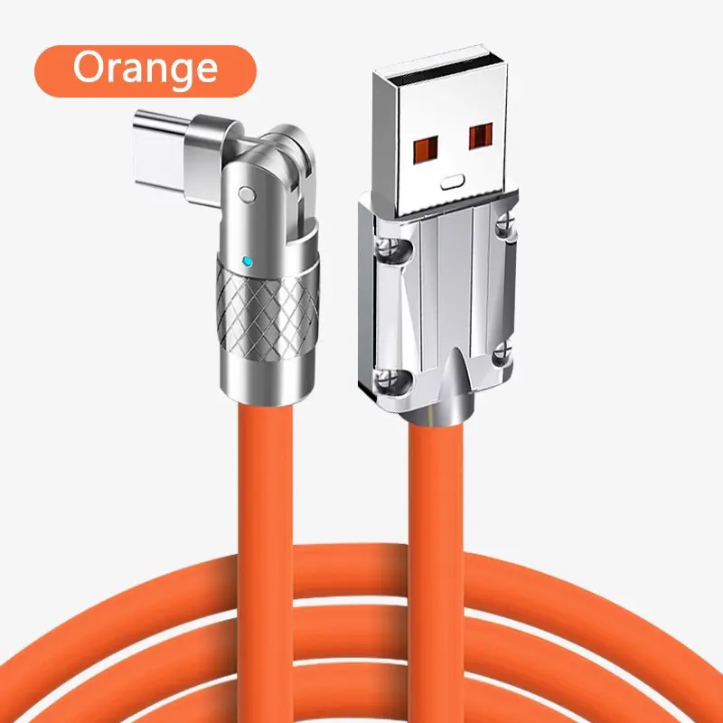 120W 6A Rotate Super Fast Charging Usb Cable Liquid Silicone USB Micro Type-C Lines 1m Length