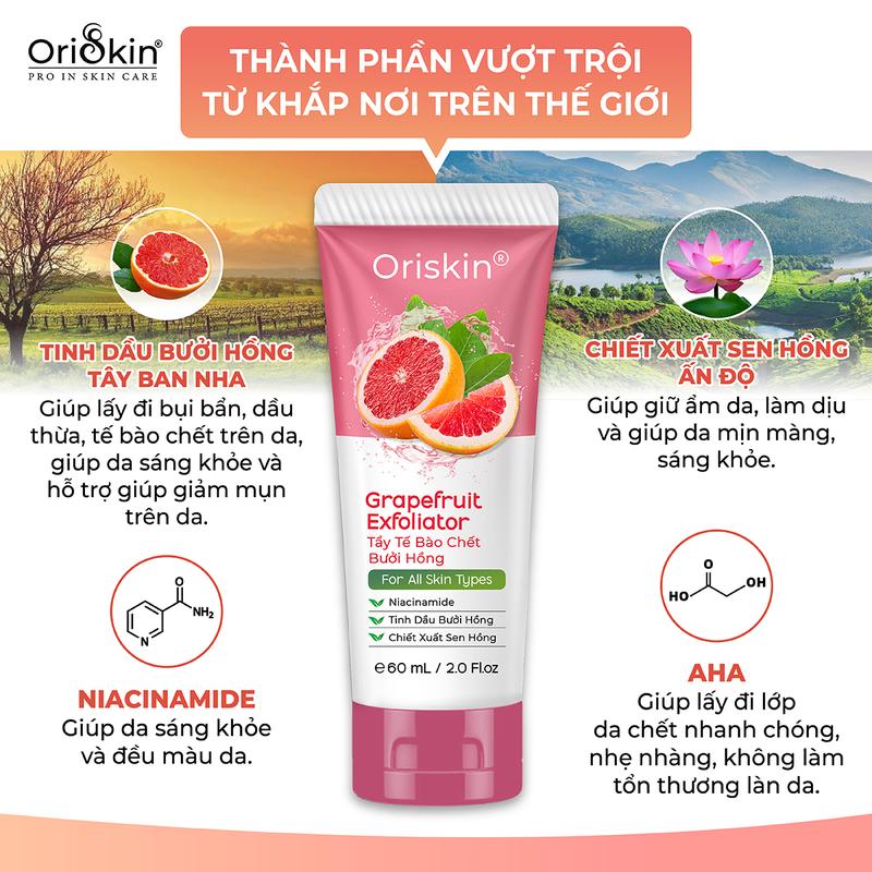 [ ORISKIN Bấm  Mua 2 Giảm 50% ] Grapefruit Exfoliator - Tẩy tế bào chết Bưởi Hồng Tây Ban Nha giúp lấy đi tế bào chết, dưỡng ẩm làn da mịn màng. 2