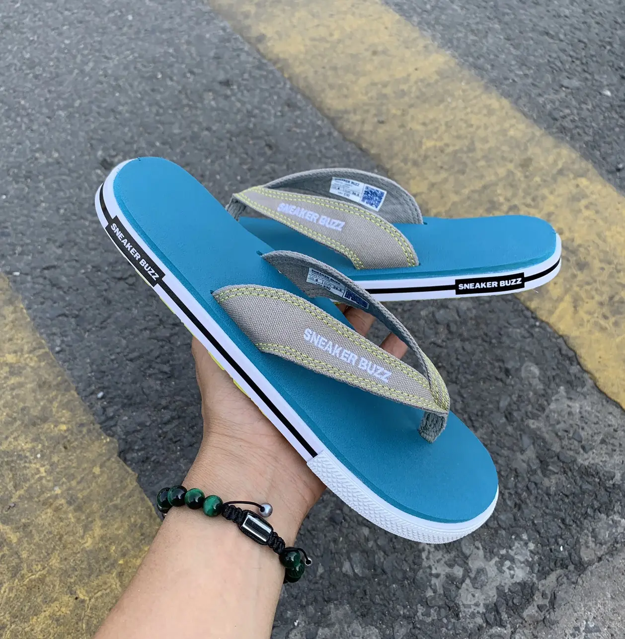 Dép Sneaker Buzz Xanh Quai Xám Chính Hãng